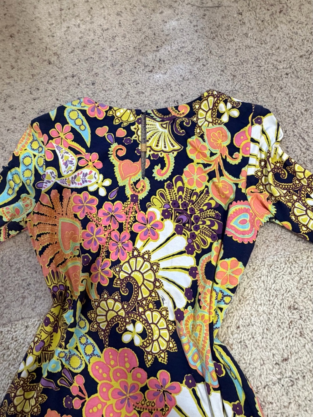Trina Turk Navy Dress with Pink, Yellow & Purple Floral Print - Picture 8 of 8